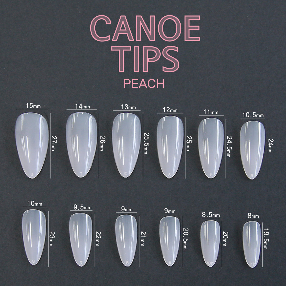 Canoe Tip -  Peach / Clear (360tips)